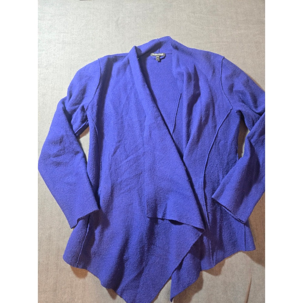 Eileen Fisher Sweater Womens Small 100% Merino Wool Draped Cardigan Open Front